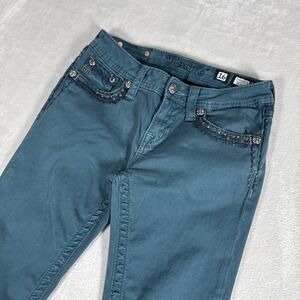 Miss Me Skinny Jeans Youth Girls 16 Bling Embellished Stretch Teal Prep (26X31)